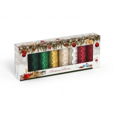 Набор с нитками Poly Sheen Metallic и Poly Sheen в подарочной новогодней упаковке, 8 катушек